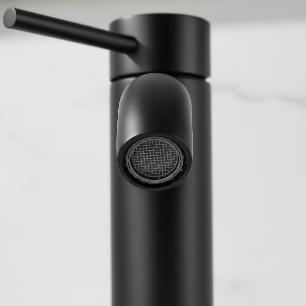 Single Handle Bathroom Faucet, Stainless Steel Single Hole Lavatory Faucet, Modern Sink Faucet, Matte Black