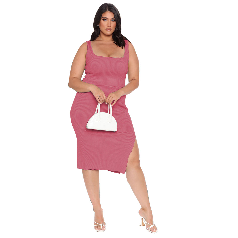 Women's Fat Woman Plus Size Solid Color Big Pit Strip