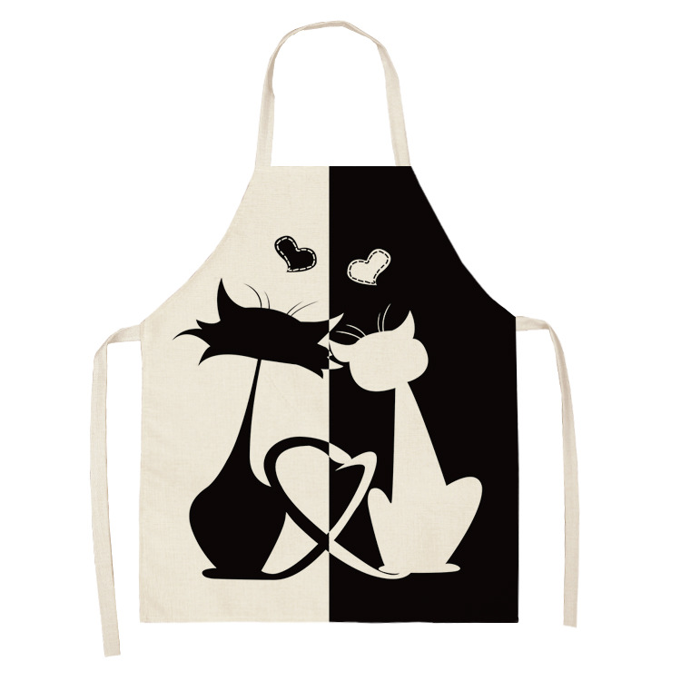 Title 9, Black and white cat pattern cooking overalls cu...