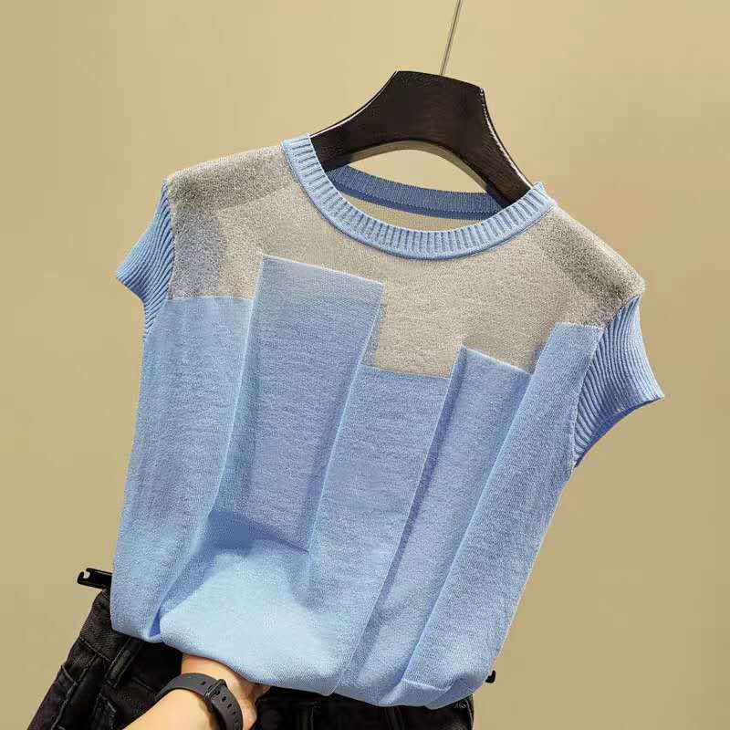 Title 5, Ice Silk Short-sleeved Knitted Bottoming Shirt