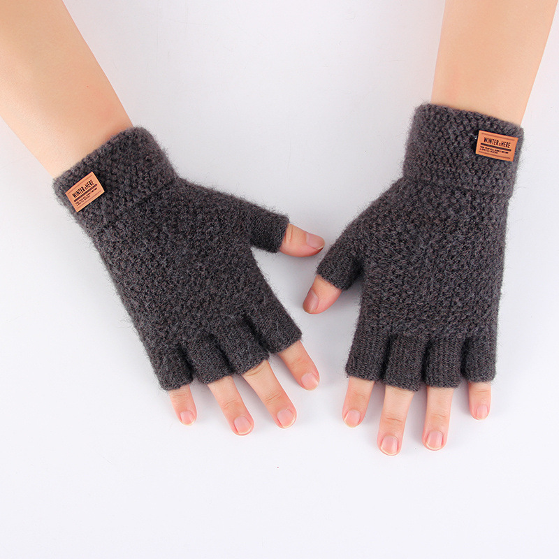 Men’s Half Finger Thermal Knitting Gloves