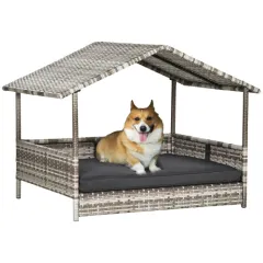 The Rattan Dog House Outdoor With Canopy Is Suitable For Small And Medium-sized Dogs - Pe Rattan Iron - View 1