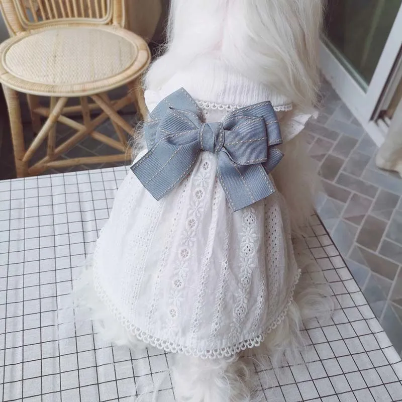 Summer Pet Cotton Little White Dress - Cave Skirt