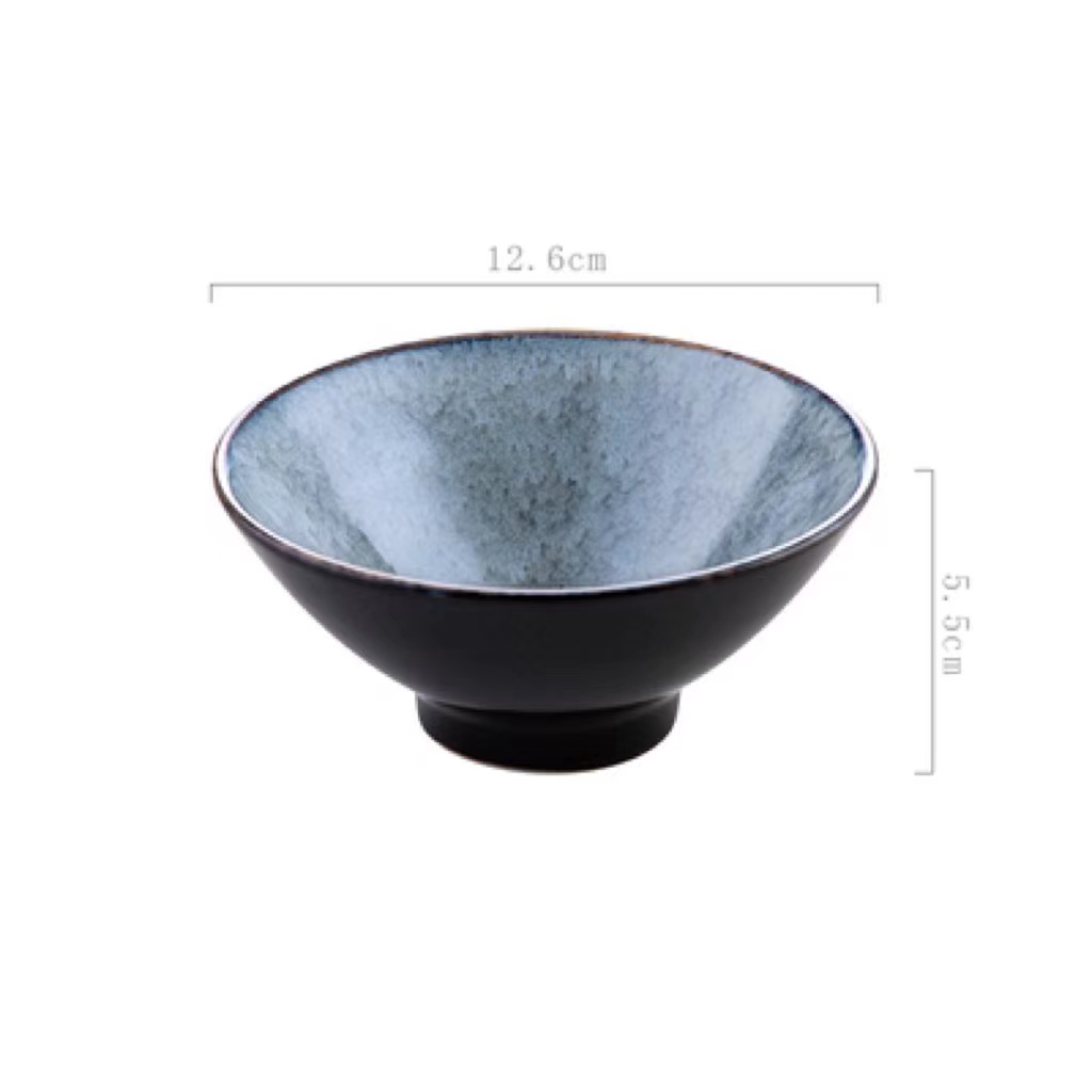 Title 8, Rice Bowl Ceramic Cutlery 5 Inch Bamboo Hat Poz...