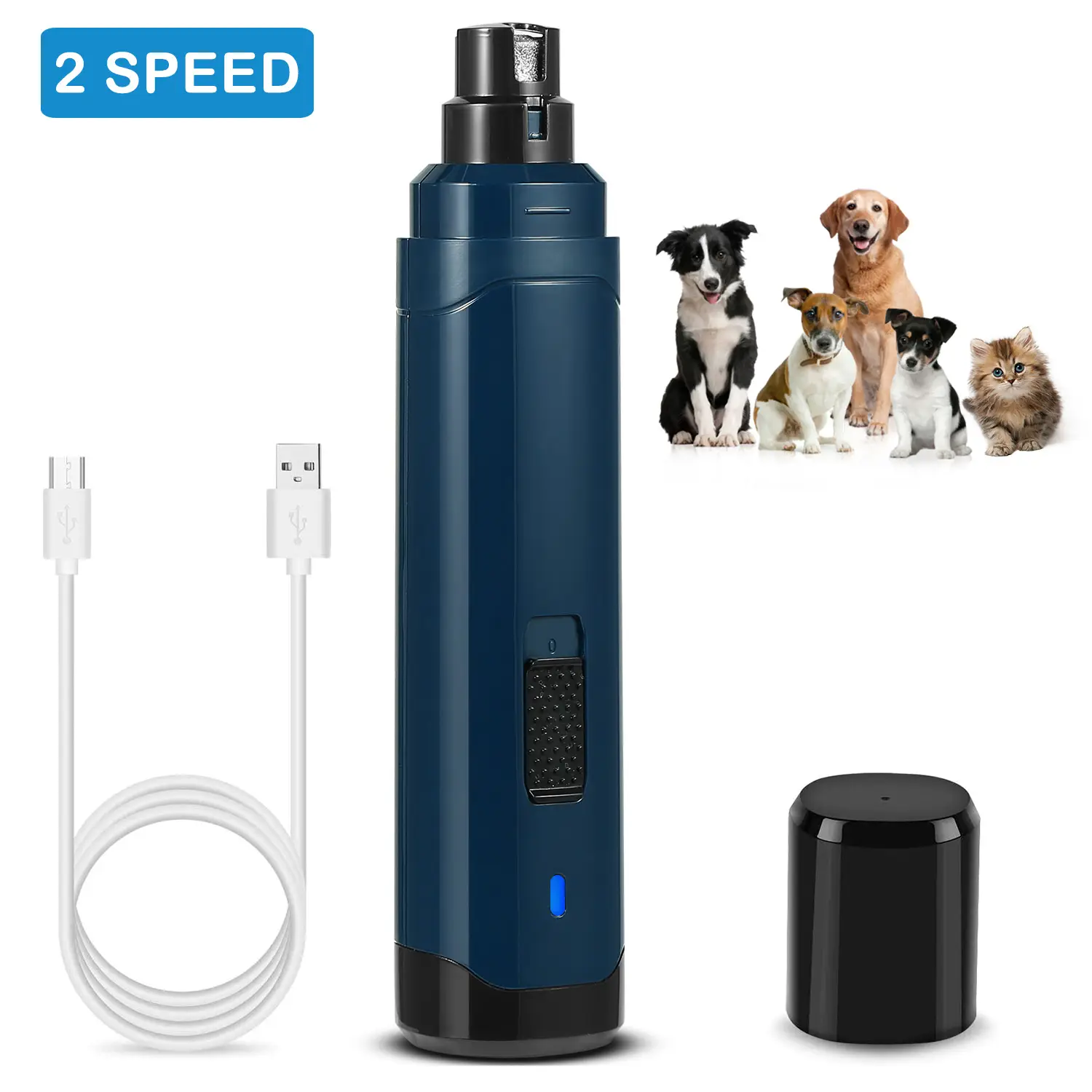 1Pc Dog Nail Grinder 2 Speeds Quiet USB Rechargeable Pet Nail Grinder Professional Pet Nail Trimmer Cordless Paws Grooming & Smoothing Claw Care For Small Mediu