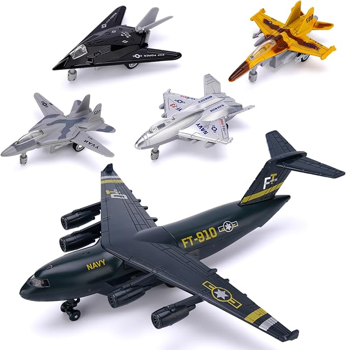 5-Pack Die-Cast Military Airplane Toy Set With Lights