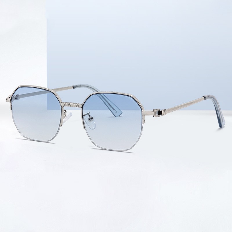 Title 6, Half-frame Two-color Gradient Sunglasses