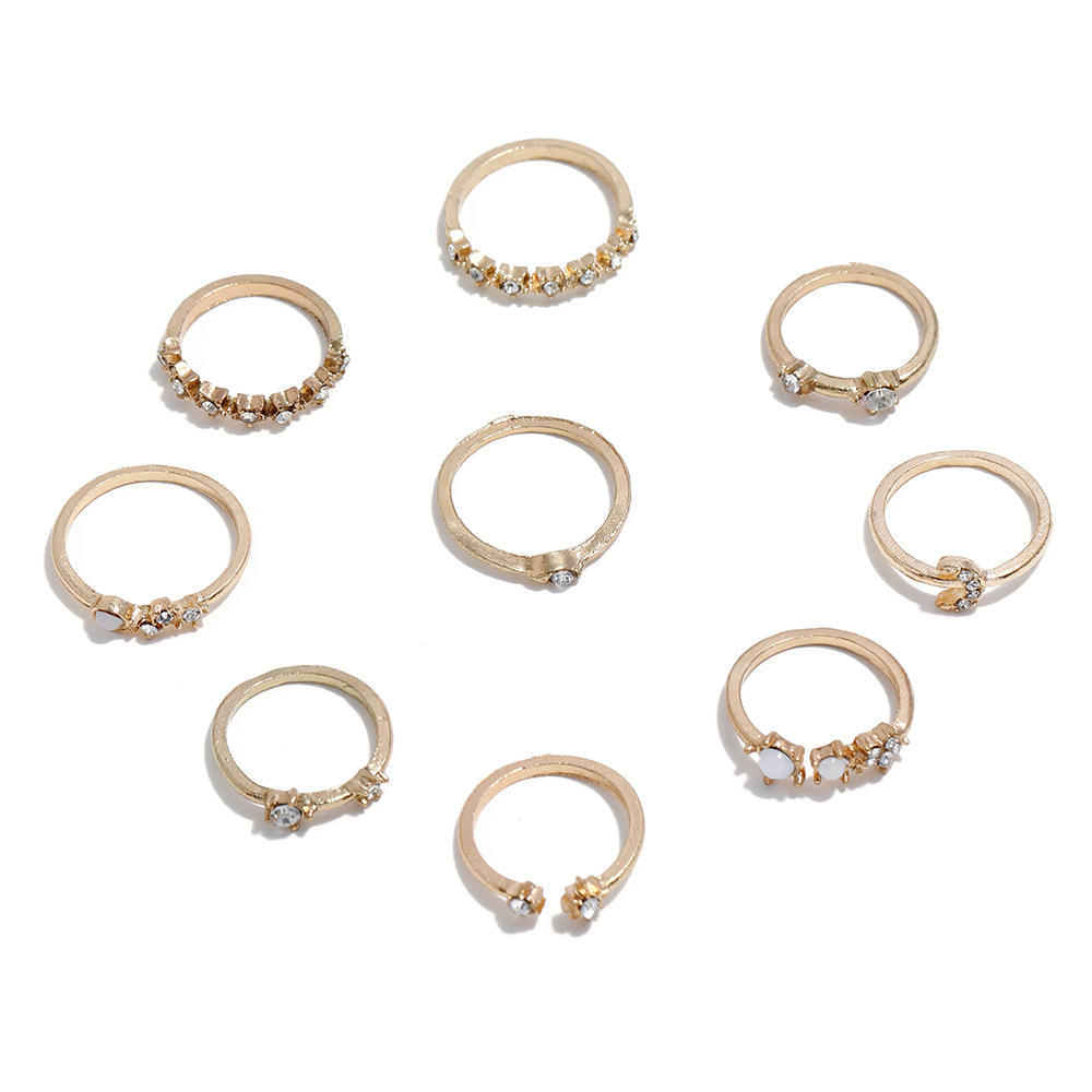 Stars And Moon Imitation Jade Ring Set