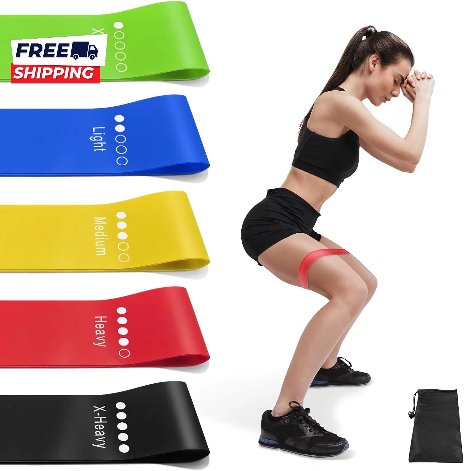 Resistance Bands Loop Set Of 5 Exercise Strength Workout Fitness Yoga Booty Band Training