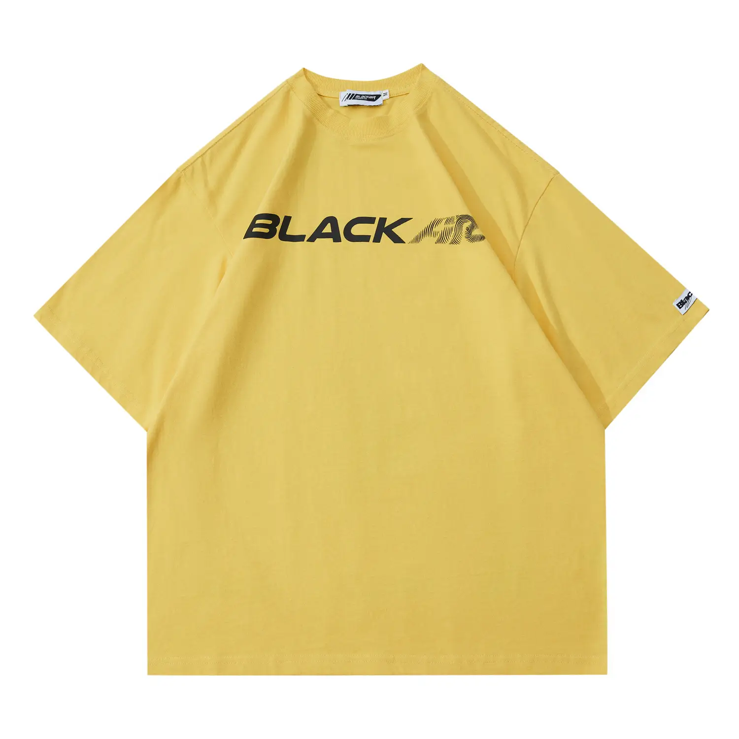 Men's Lettered Lemon Yellow Summer Loose Short Sleeve T-shirt Men's