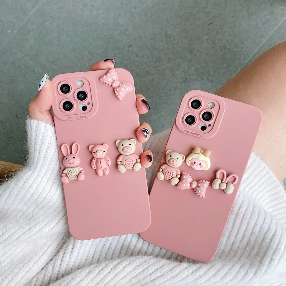 Women's Fashion Three-dimensional Doll Bear Decorative Phone Case Protective