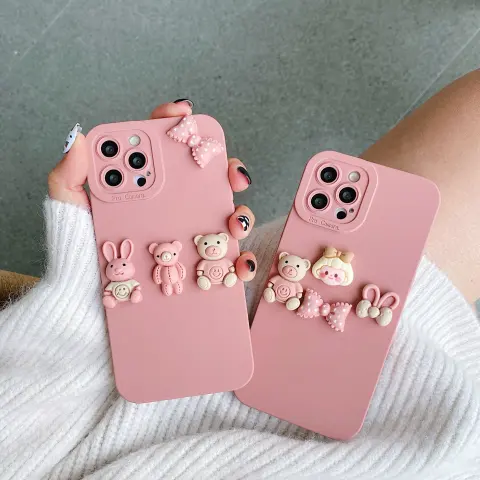 Women's Fashion Three-dimensional Doll Bear Decorative Phone Case Protective