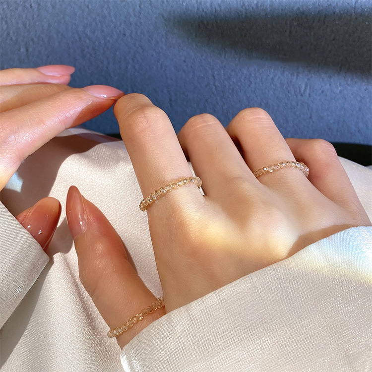 Title 1, Multi Faceted Stacked Crystal Bead Ring