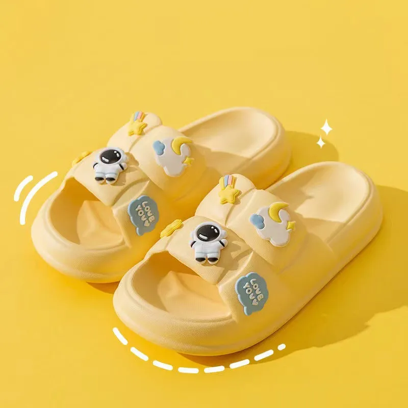 Astronaut Cartoon Slippers Stepping On Shit - Yellow