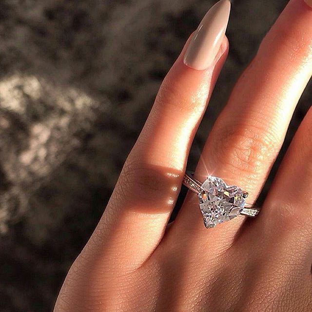 Zircon Simulated Moissanite Heart Shaped Ring, Women Fashion Jewelry For Amazon