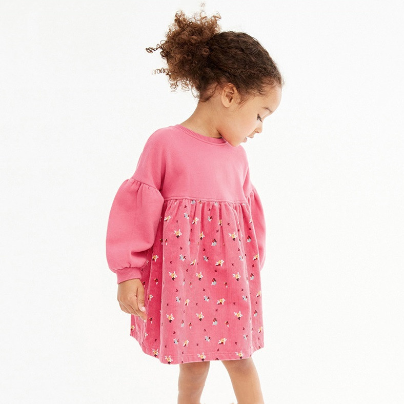 Autumn New Long Sleeve Round Neck Girls Dress