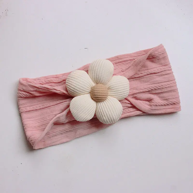Soft Nylon Baby Flower Headbands For Newborns, Infants & Toddlers  Cute Hair Accessories For Girls Beige, Pink, Khaki
