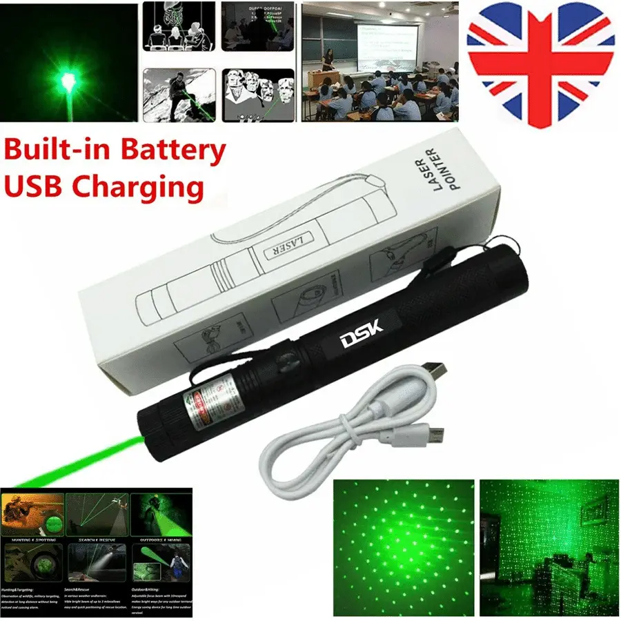 USB Rechargeable Green Laser Pointer Pen Light 990Miles 532NM Astronomy Visible Beam Light 1mw Flashlight Torch