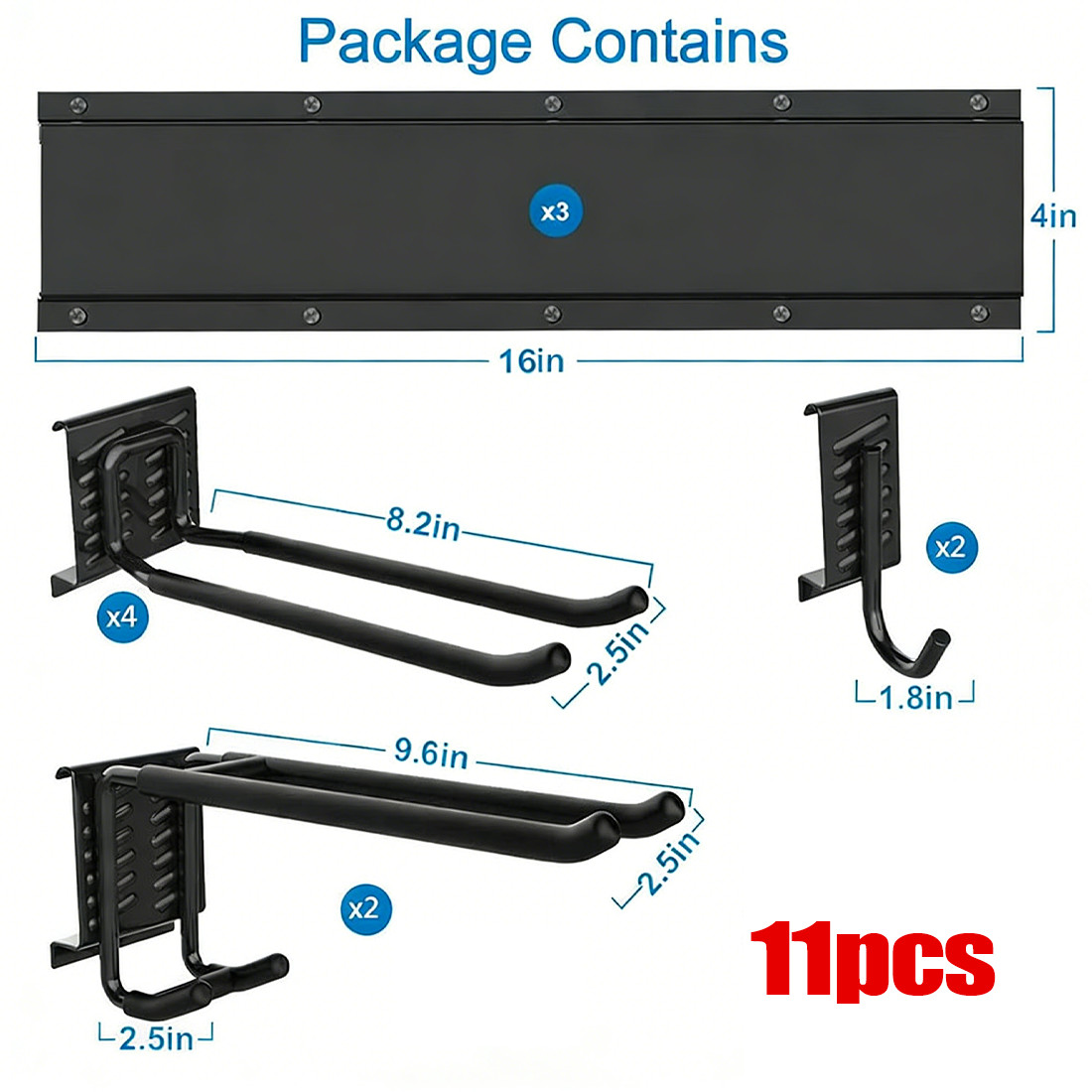 NEW 3x Garage Garden Tool Holder Storage Rack Shed Wall Mounted Organiser Long Hooks