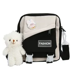 New Japanese Cute Nylon One Shoulder Messenger Bag - Black - View 1