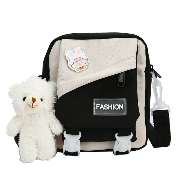New Japanese Cute Nylon One Shoulder Messenger Bag Black - Shop at LoveMi