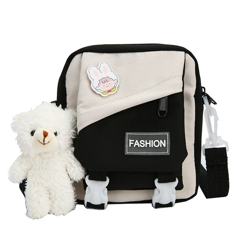 New Japanese Cute Nylon One Shoulder Messenger Bag - Black