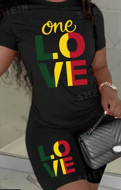 Slayr Casual LOVE Slogan Print Comfortable Lounge Set Black - Shop at LoveMi