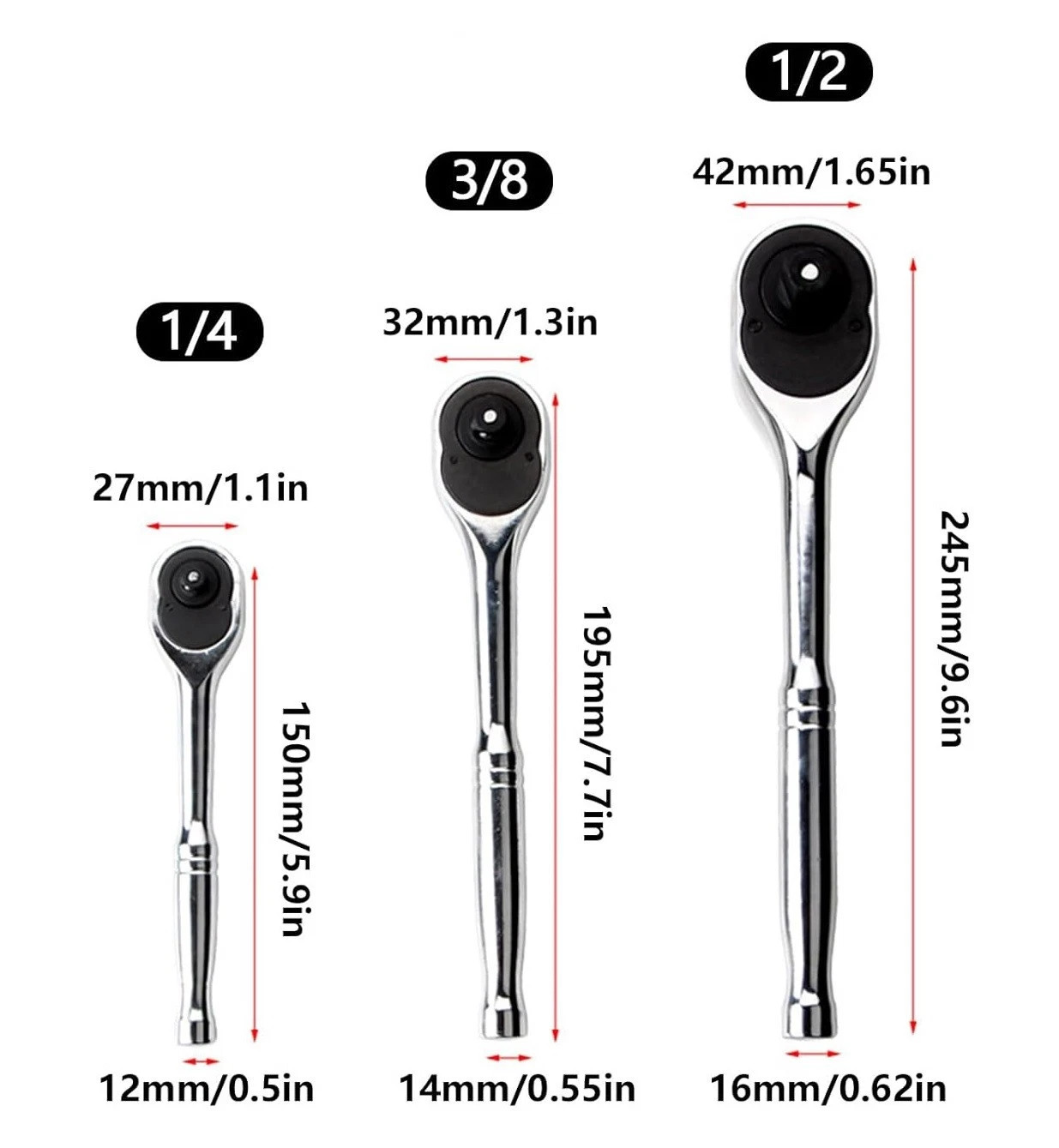 3X 1 4 38 1 2 Ratchet Socket Wrench Tool Quick Release Extending Repair Tool 8
