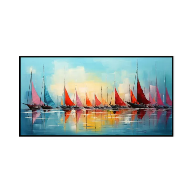 Handmade Oil Painting Canvas Wall Art Decoration Contemporary Abstract Sailing Sea View Smooth Sailing Landscape Home Living Room Decor Rolled Fram... Without Inner Frame - Shop at LoveMi
