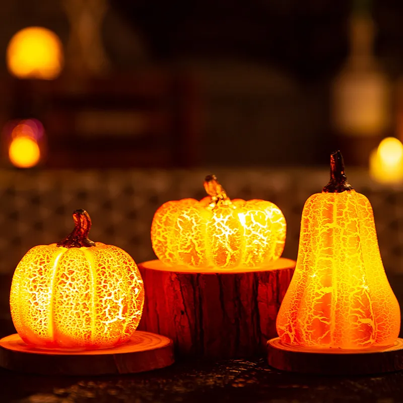New Halloween Pumpkin Lantern Simulation Pumpkin LED Candle Lamp Resin Luminous Pumpkin – image 3