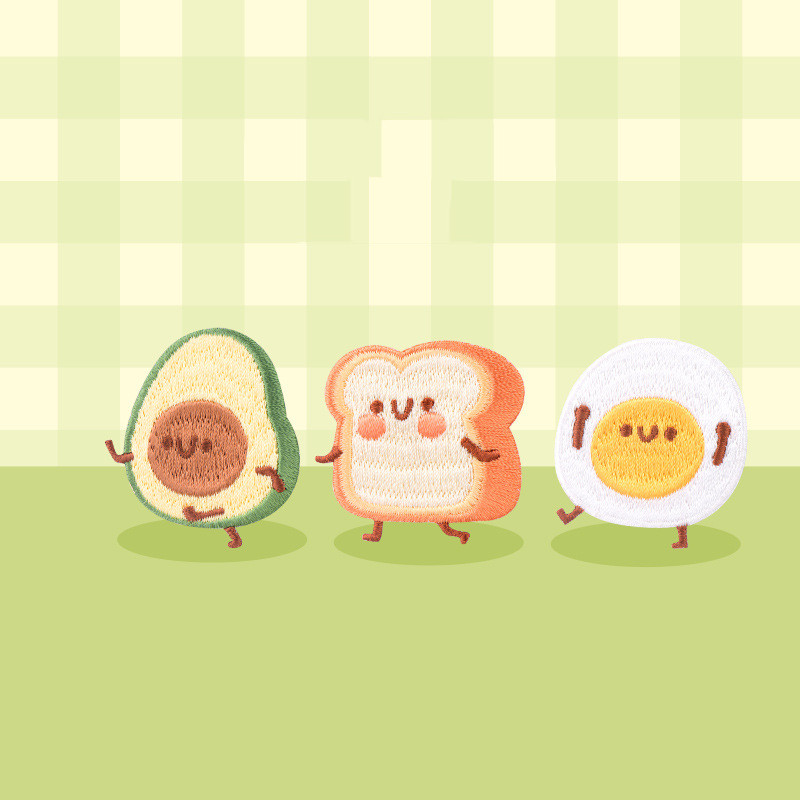Vibrant Breakfast Self-Adhesive Cloth Embroidered Patches — image 1