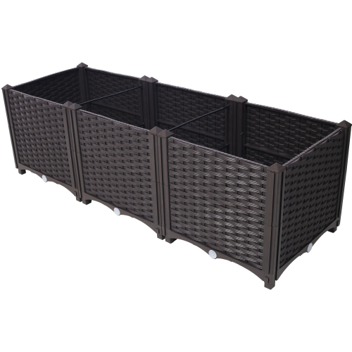 Deep Raised Garden Bed Plastic Planter Boxes For Vegetables Flowers Herbs And Succulents,Self Watering Planter Box Raised Bed To Grow Flowers, Herb... Brown - Shop at LoveMi