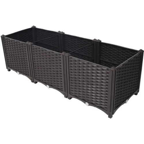 Deep Raised Garden Bed Plastic Planter Boxes For Vegetables Flowers Herbs And Succulents,Self Watering Planter Box Raised Bed To Grow Flowers, Herb... Brown - Shop at LoveMi