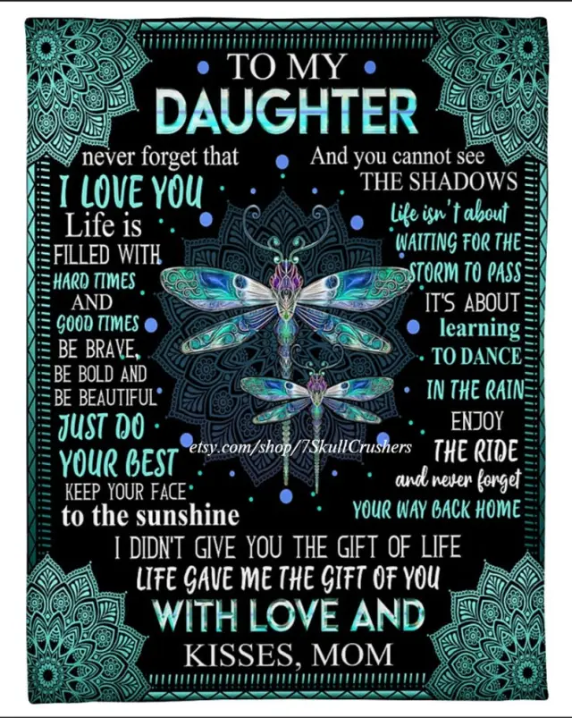 Personalize My Daughter's Dragonfly Blanket Christmas Gift Green - Shop at LoveMi