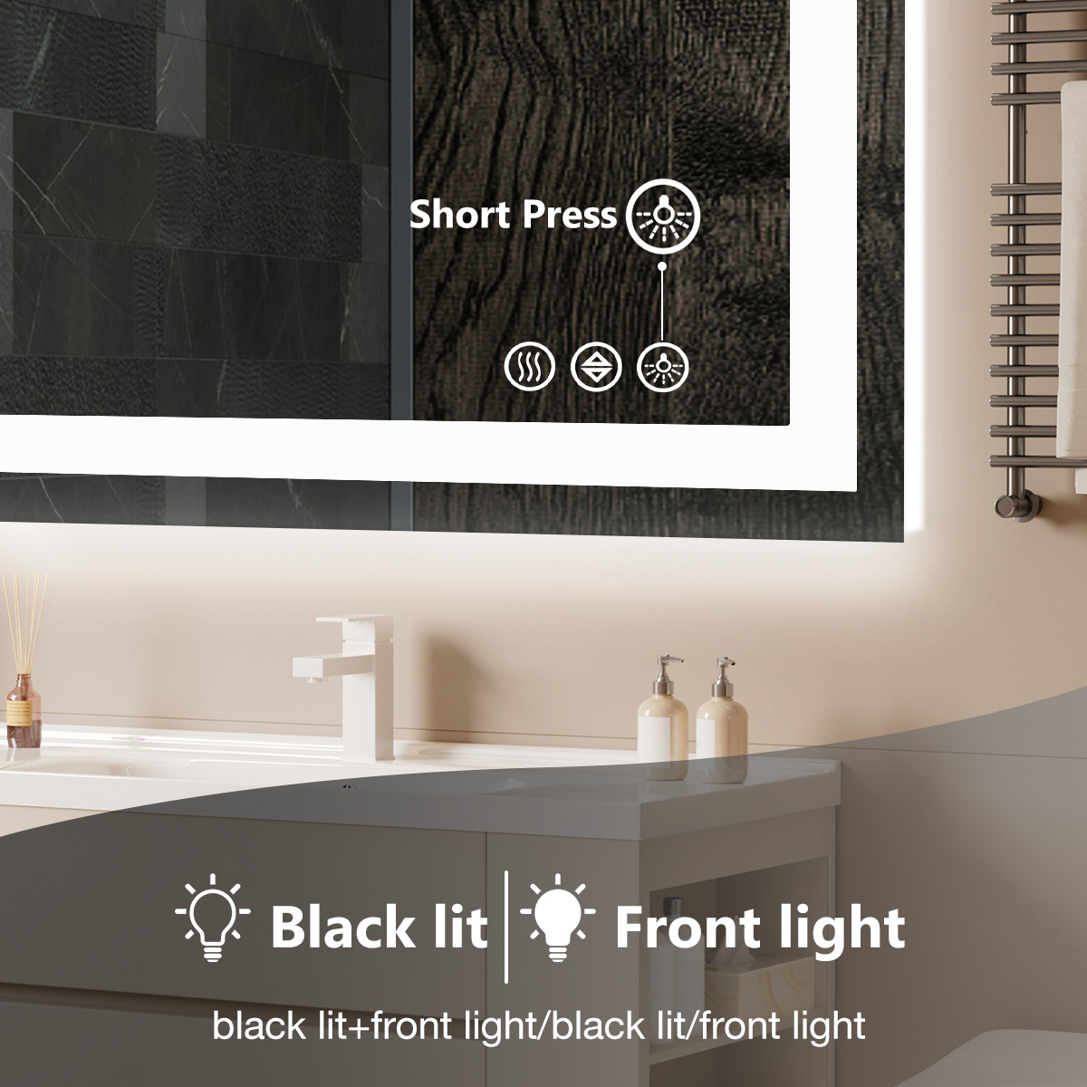 Anti-fog LED Bathroom Mirror With Dual Light Source And Three Lighting Modes--36 X 36_voghion.com