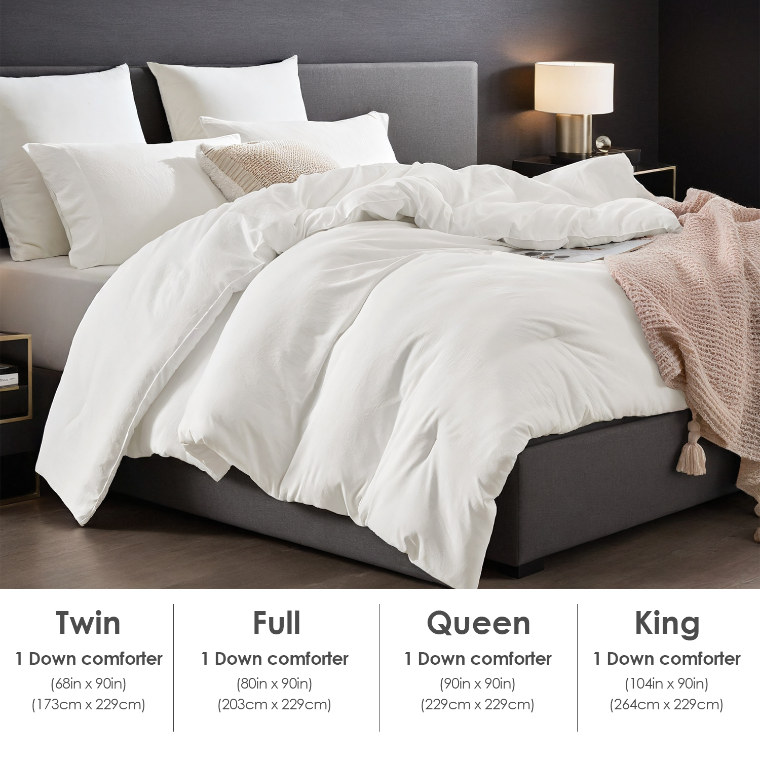 All Season White Oversized Solid Plump Duvet, Premium Hotel, Bedroom And Guesthouse Comforter. This Extra Warm Thick Winter Quilt Transitions Seamlessly For Spring, Autumn Use, Christmas Gift. — view 2