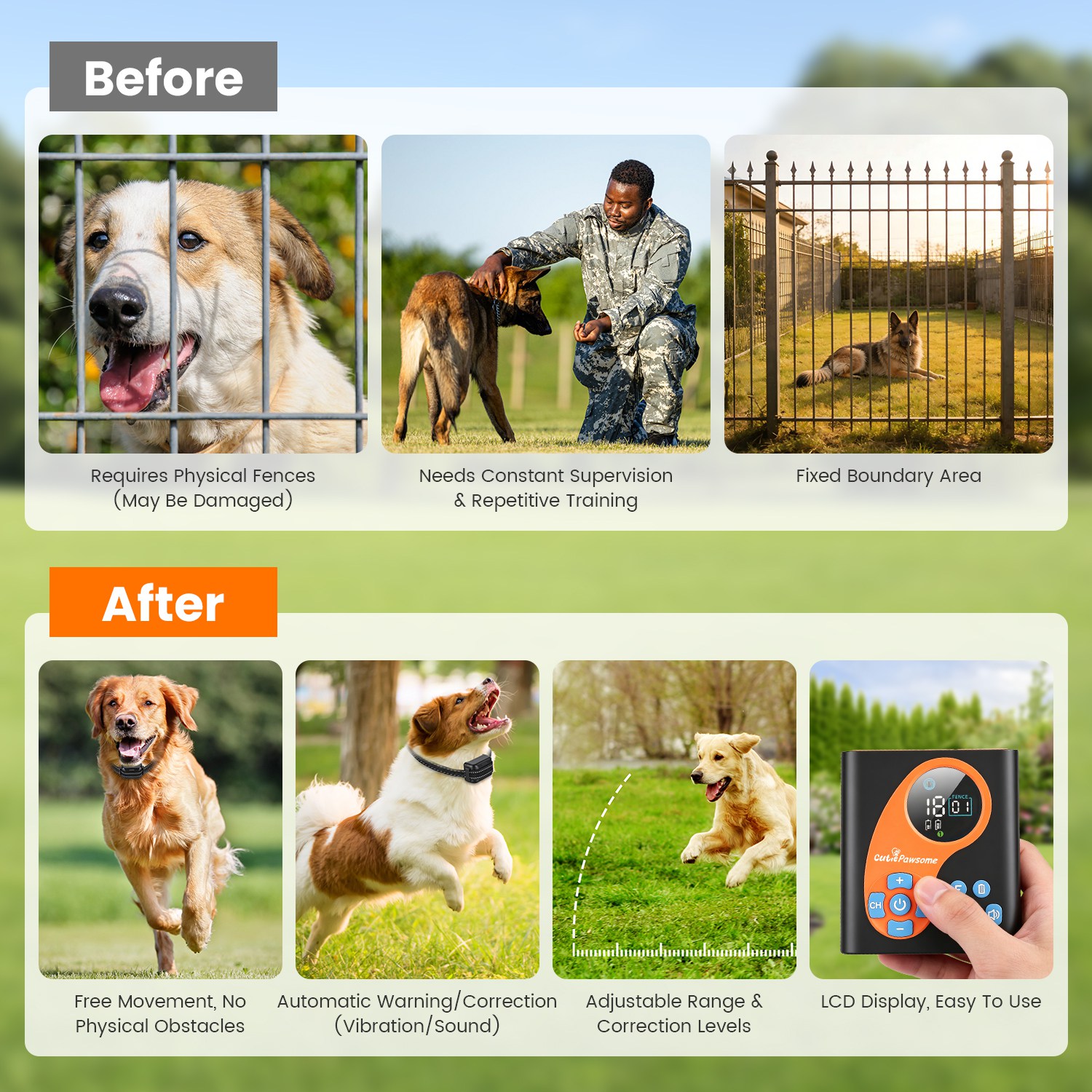 2 In 1 Wireless Dog Fence System With Training Collar Invisible Dog Fence IP68 Waterproof With 722FT Adjustable Range Beep Vibration Static Shock — foto 14