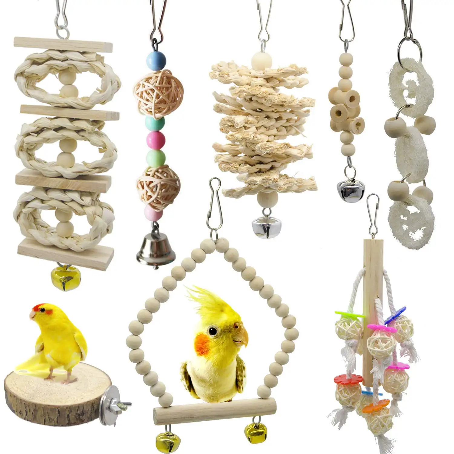8 Packs Of Bird Parrot Swing Chewing
