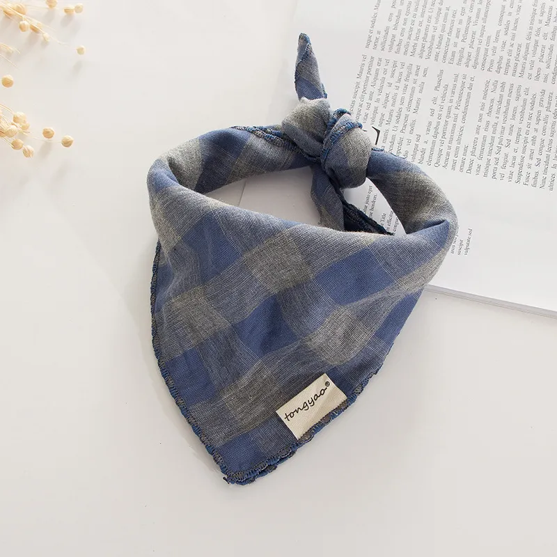 Dog Turban Birthday Gift Water Bib Double-sided Turban - Gray Blue