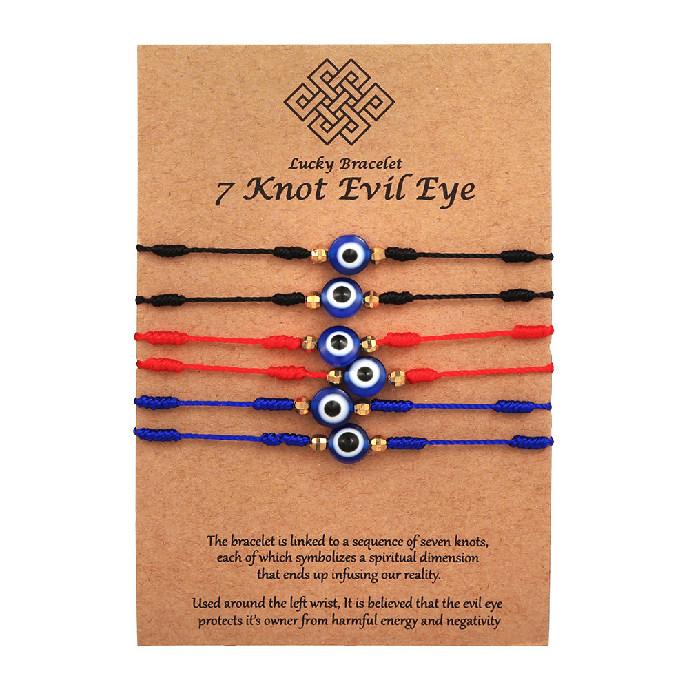 Red Blue Black Eye Card Lucky Friendship Bracelet