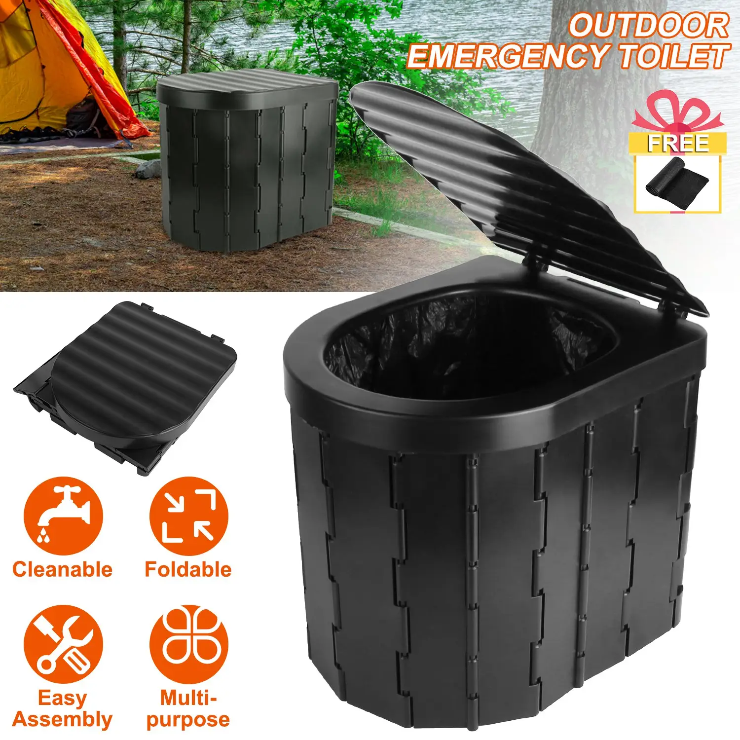 Foldable Emergency Toilet Portable Porta Potty