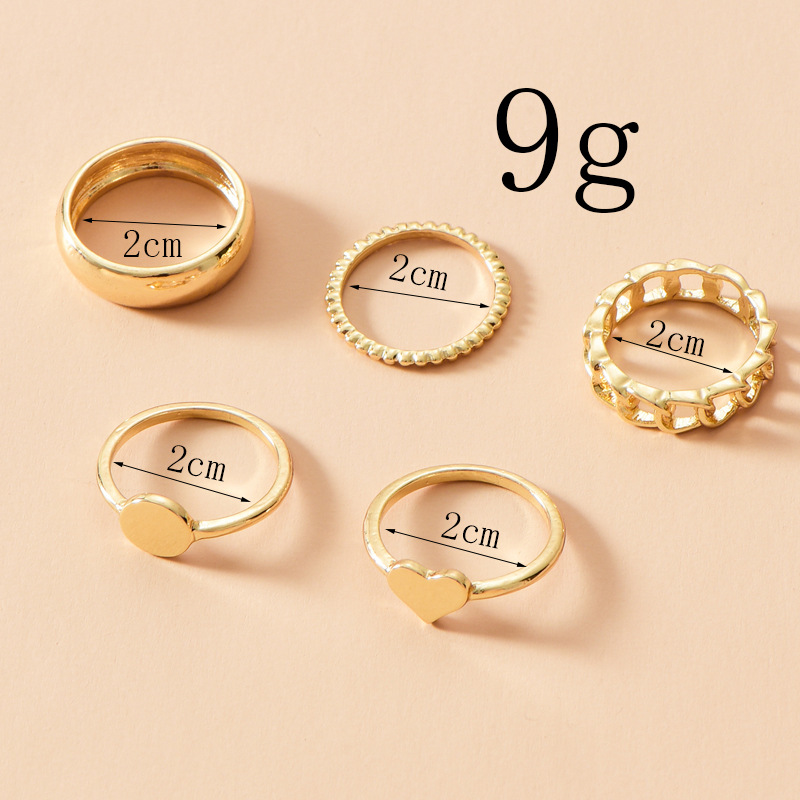 Geometric Hip Hop Gold-plated Love Ring Set Combination Street Shot