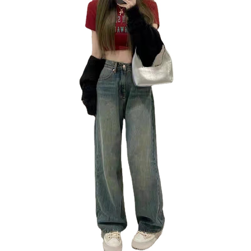 Title 5, High Waist Wide Leg Pants Straight Jeans. Stijl...