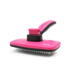 Curly Dog Hair Removal Comb Grooming Brush Stainless Steel Cats Combs Automatic Non-Slip Brush For Dog Cat Pet Cleaning Supplies - Rose Red - View 1
