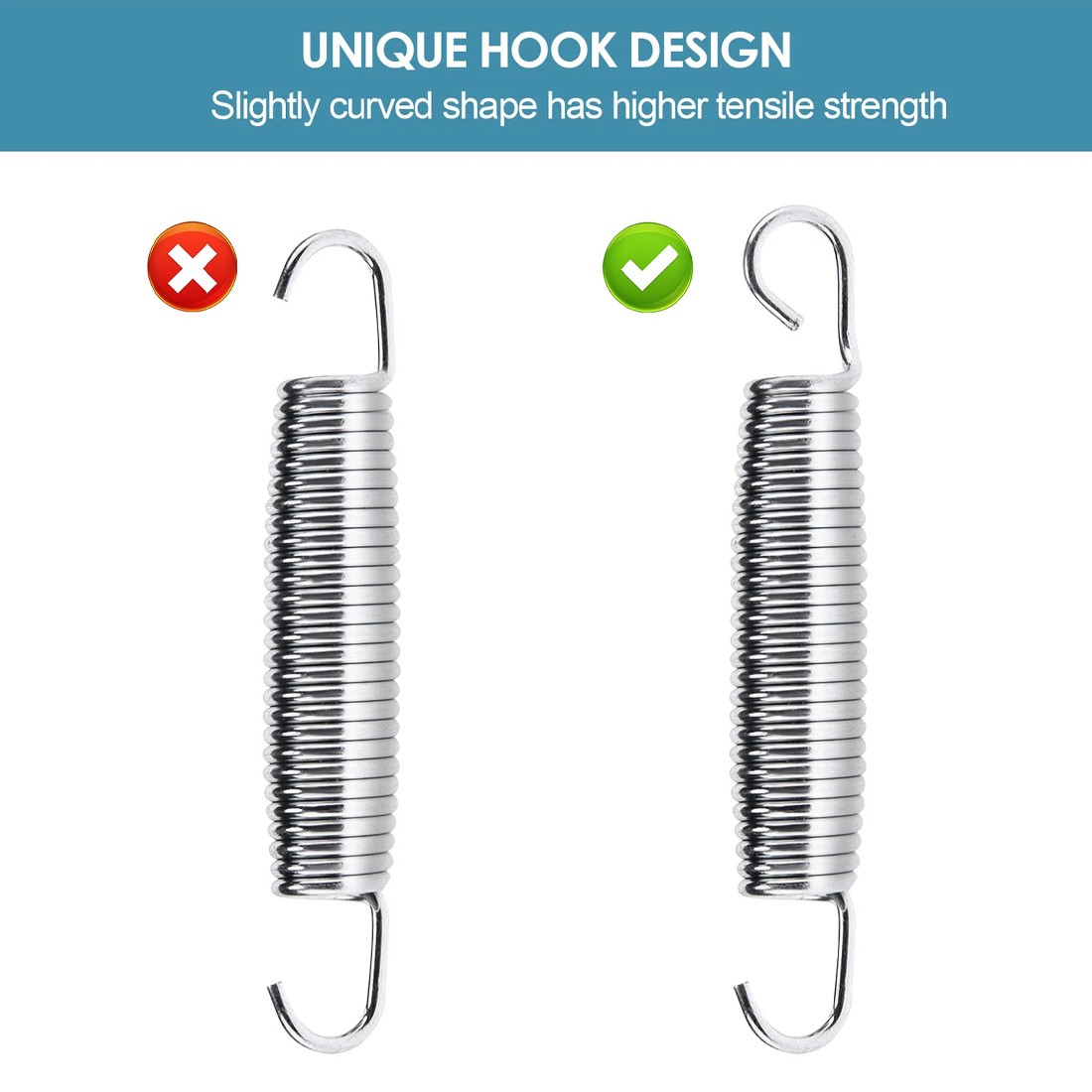 Set Of 35 Trampoline Replacement Springs, Heavy-Duty Galvanised 5.5 14cm Silver