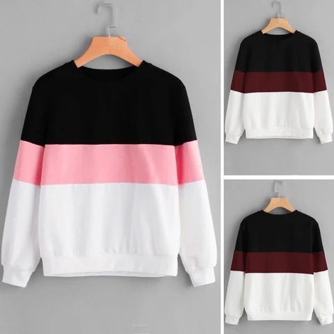 Title 4, Stitching color block sweater long-sleeved top