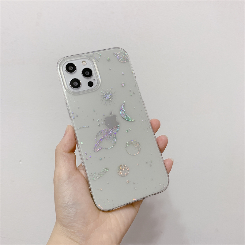 Compatible with Apple , Cosmic Starry Sky Electroplating Transparent Mobile Phone Case - Image 3