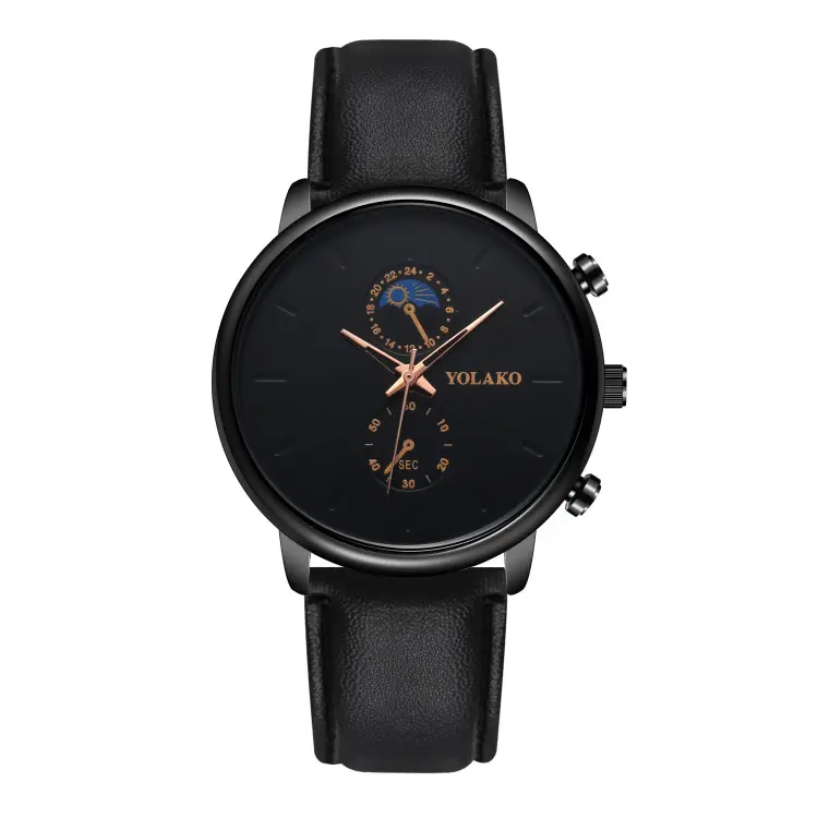 Leather Belt Two Eye Ultra-thin Quartz Men's