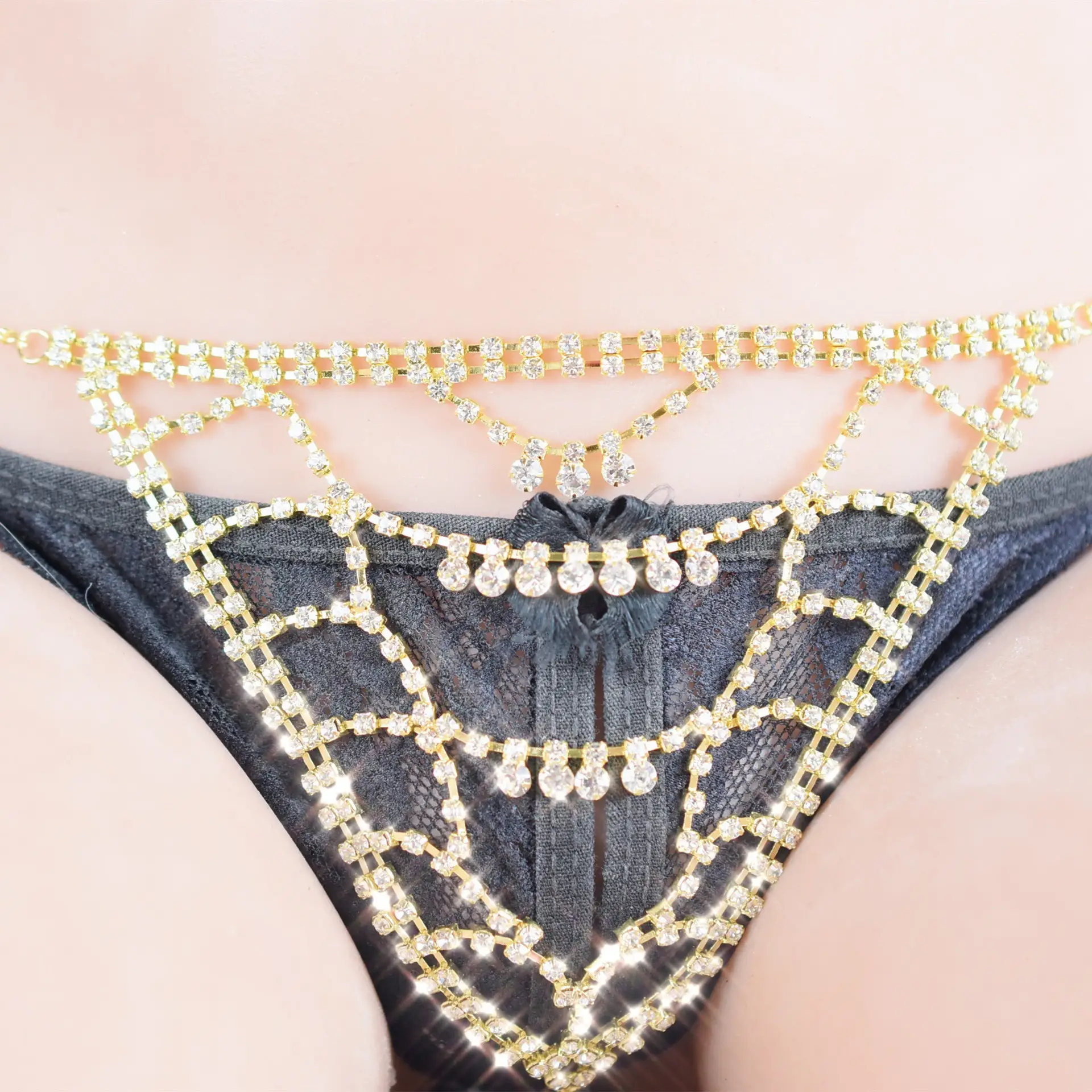 Rhinestone Claw Chain Shaped Body Chain Set