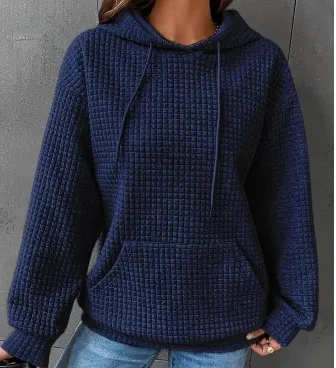 Women's Loose Casual Solid Color Long sleeved Sweater Blue - Shop at LoveMi
